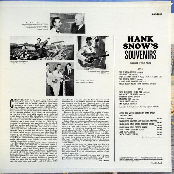 Hank Snow's Souvenirs