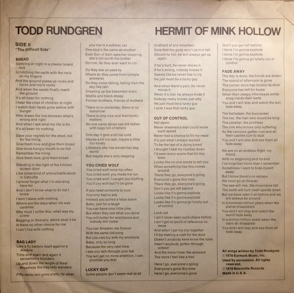 Todd Rundgren - Hermit Of Mink Hollow