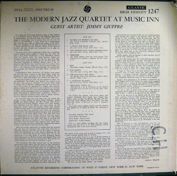 The Modern Jazz Quartet At Music Inn Volume 1