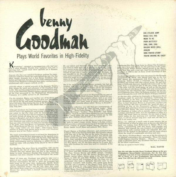 Benny Goodman Plays World Favorites In High-Fidelity