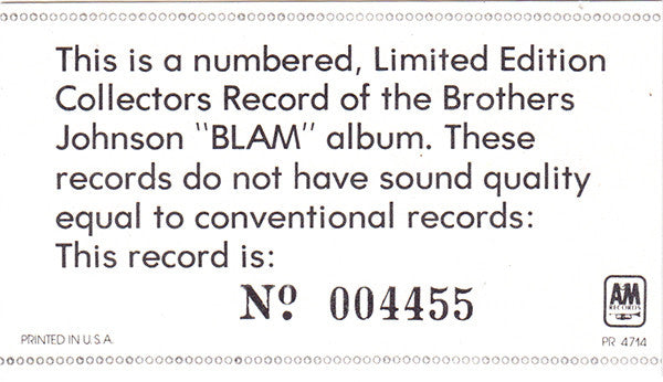 Brothers Johnson - Blam (Picture Disc)