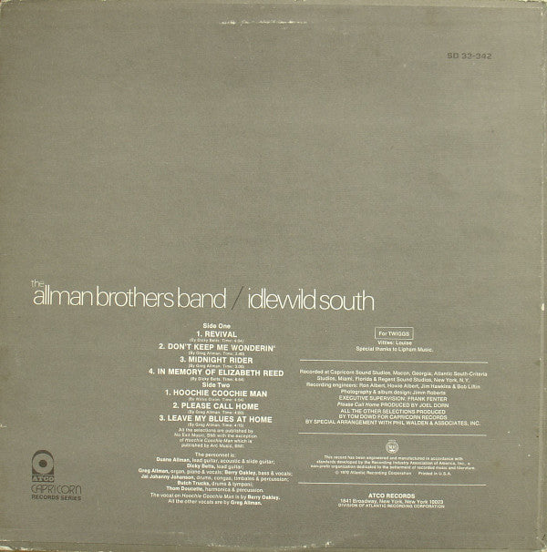 Allman Brothers Band, The - Idlewild South