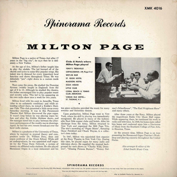 Milton Page - Pipe Organ For Christmas