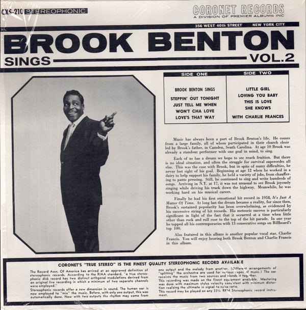 Brook Benton, Charlie Frances - Brook Benton Sings Vol. 2 (With Charlie Frances)