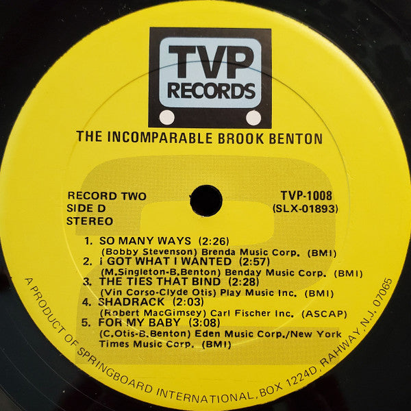 The Incomparable... Brook Benton - 20 Of His Biggest Hits