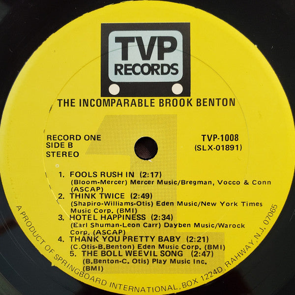 The Incomparable... Brook Benton - 20 Of His Biggest Hits