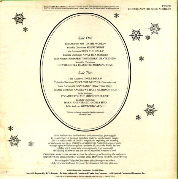 Julie Andrews With André Previn Featuring Yuletide Choristers, The - Christmas With Julie Andrews