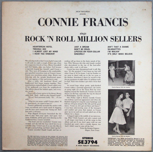 Connie Francis Sings Rock N' Roll Million Sellers