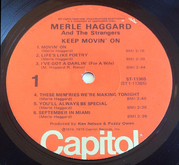 Merle Haggard And Strangers , The - Keep Movin' On