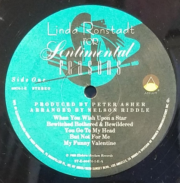 Linda Ronstadt With Nelson Riddle And His Orchestra - For Sentimental Reasons