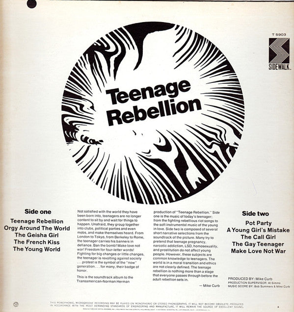 Bob Summers / Mike Curb - Teenage Rebellion