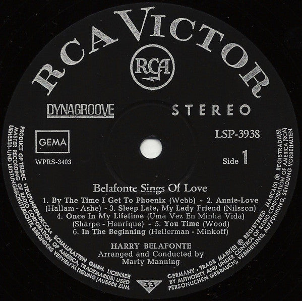 Belafonte Sings Of Love