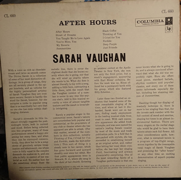 After Hours With Sarah Vaughan