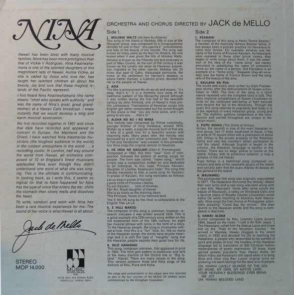 Nina Kealiiwahamana - Jack de Mello Presents Nina