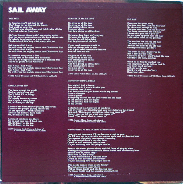 Randy Newman - Sail Away