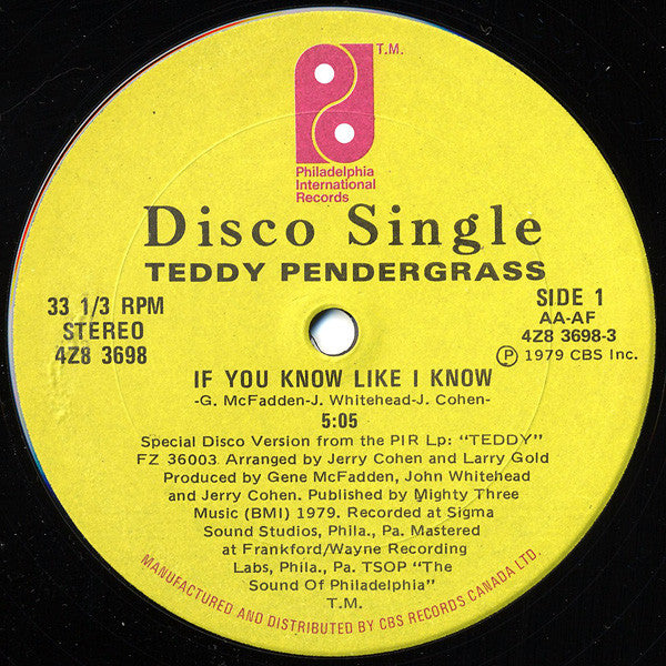 Teddy Pendergrass - If You Know Like I Know / Turn Off The Lights
