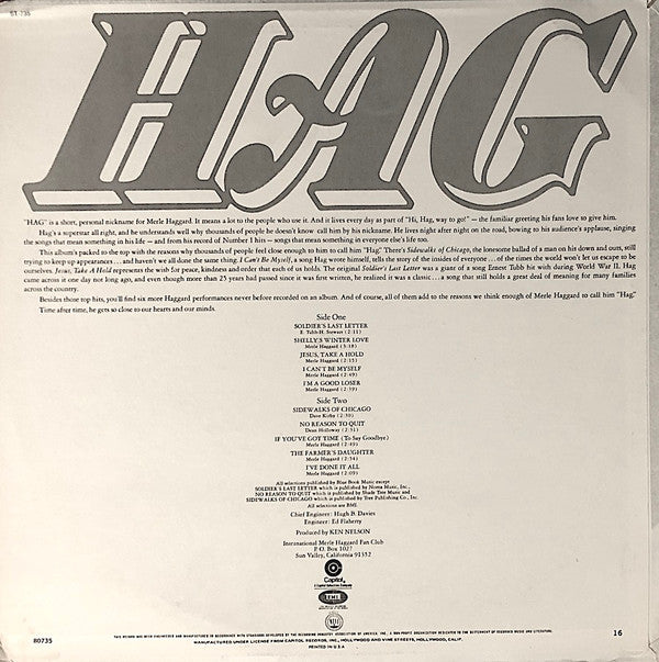 Merle Haggard And Strangers , The - Hag