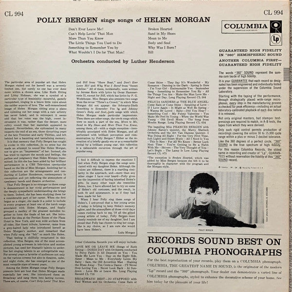 Bergen Sings Morgan by Polly Bergen – Record Selector