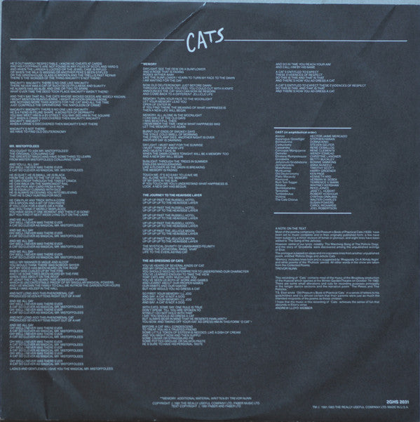 Cats (Complete Original Broadway Cast Recording)