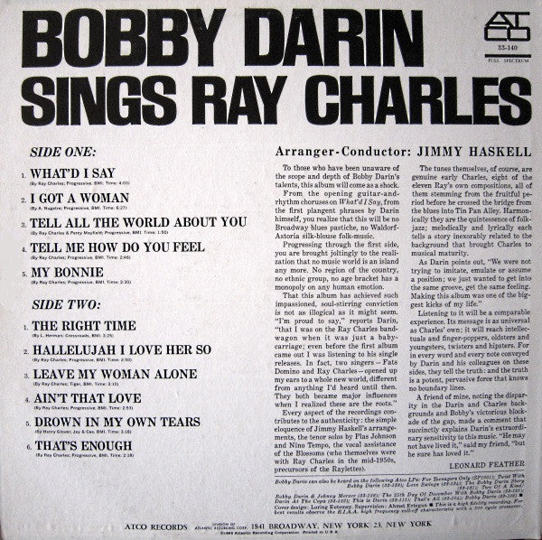 Bobby Darin - Sings Ray Charles