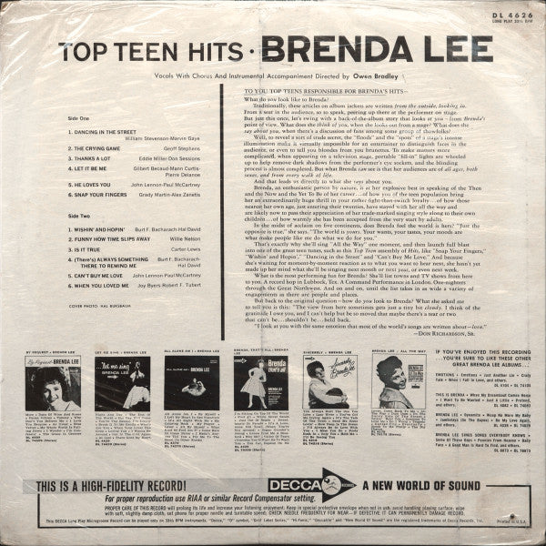 Brenda Lee Sings Top Teen Hits